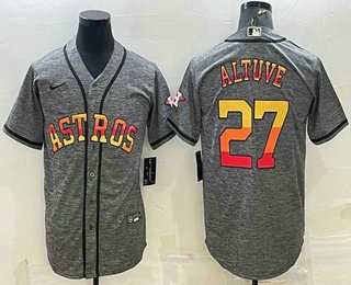Men's Houston Astros #27 Jose Altuve Grey Gridiron With Patch Cool Base Stitched Baseball Jersey,We sell and wholesale Men's Houston Astros #27 Jose Altuve Grey Gridiron With Patch Cool Base Stitched Baseball Jersey on line form chian!